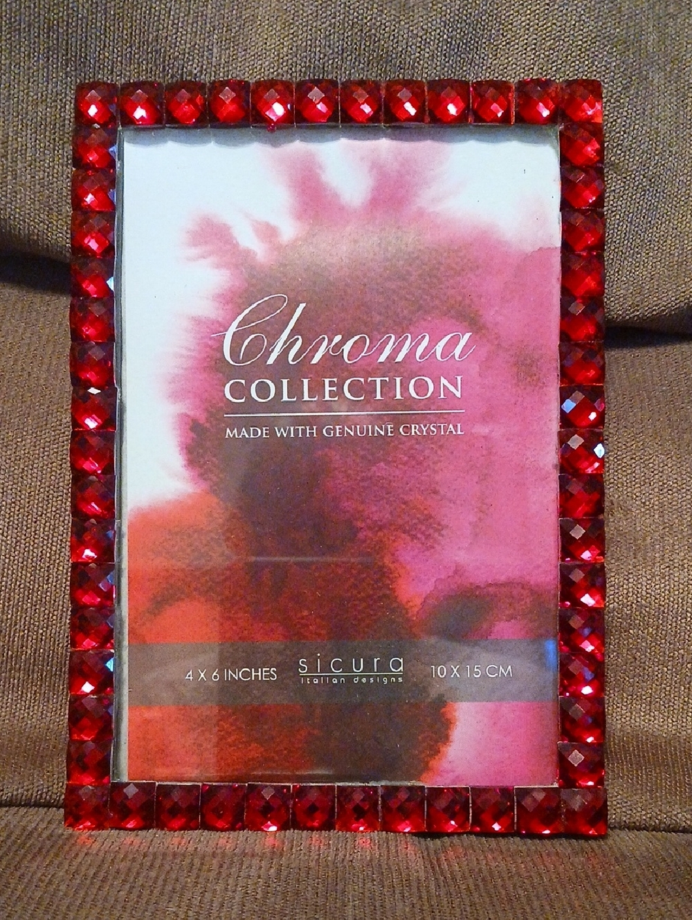 Chroma Genuine Red Crystal Photo Frame 4x6 By Sicura Italian Designs